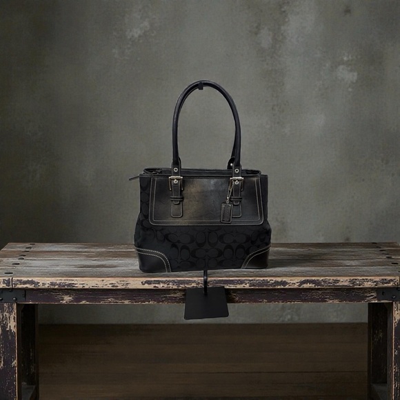 Coach Handbags - Coach Hampton Signature Satchel with Jacquard and Leather